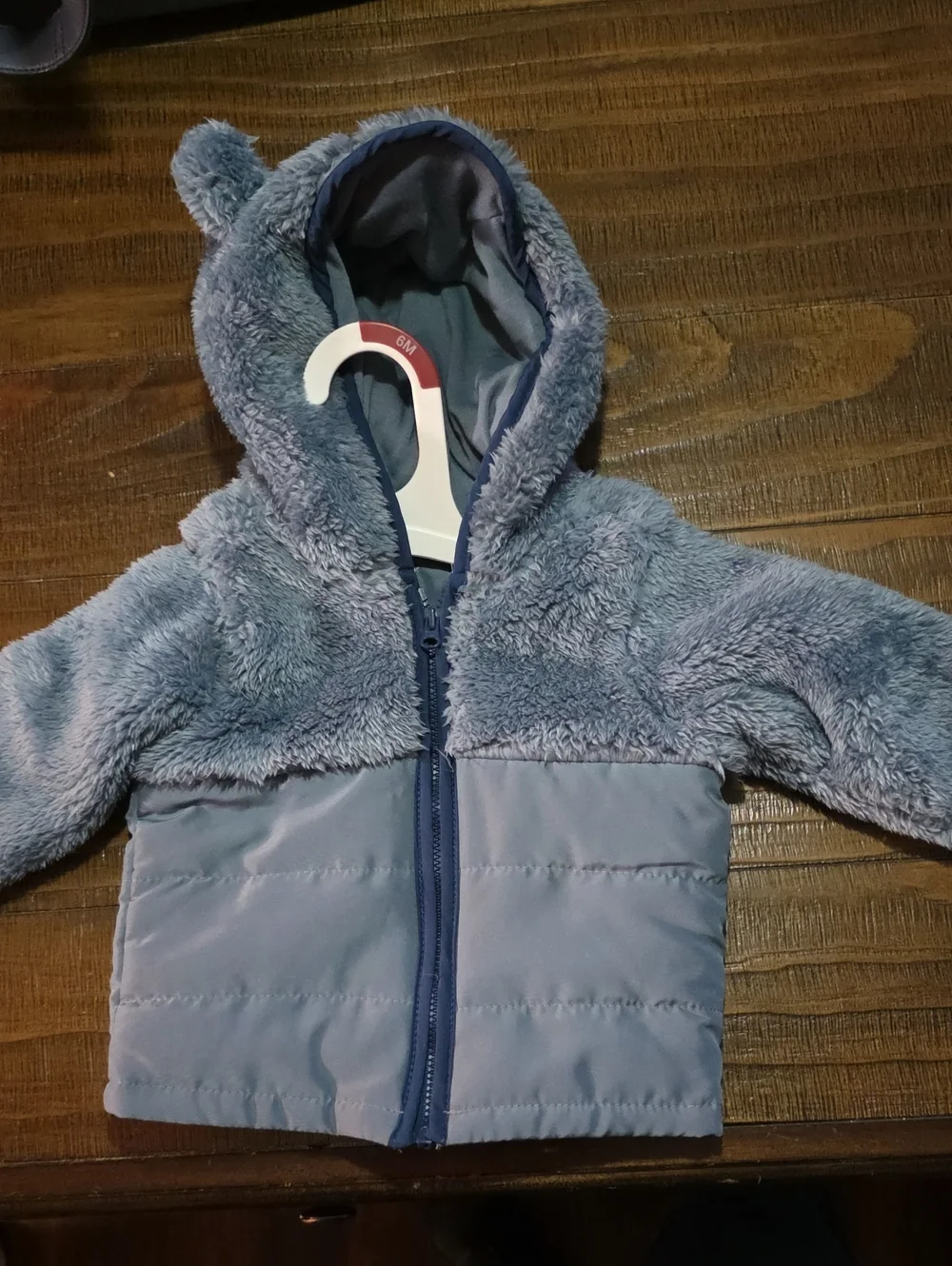 Carter's Plush Hooded Puffer Jacket in Light Blue